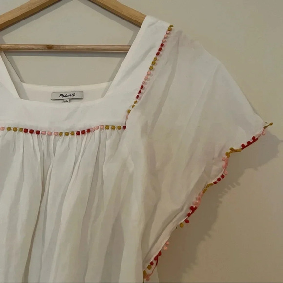 ☀️MADEWELL Boho Rainbow Pom Pom Trim Butterfly Blouse Top - Picture 5 of 11